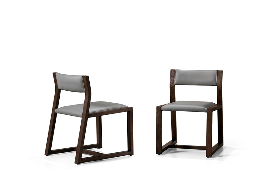 Leather and Wood Dining Chairs